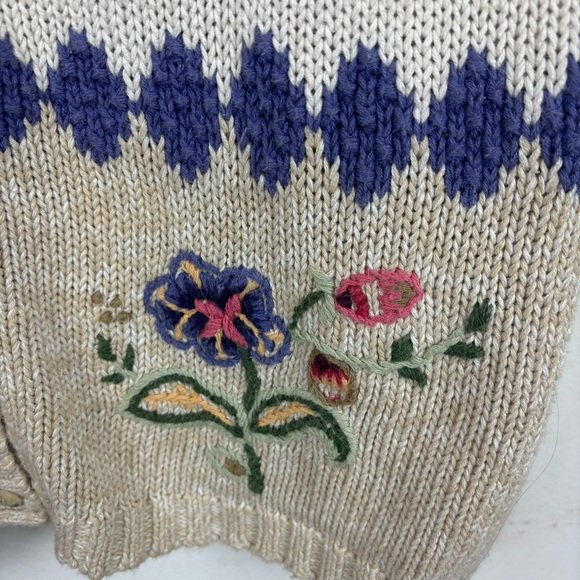 Vintage Knit Sweater Vest in Patchwork Floral Design-Woman’s Large - Picture 2 of 13